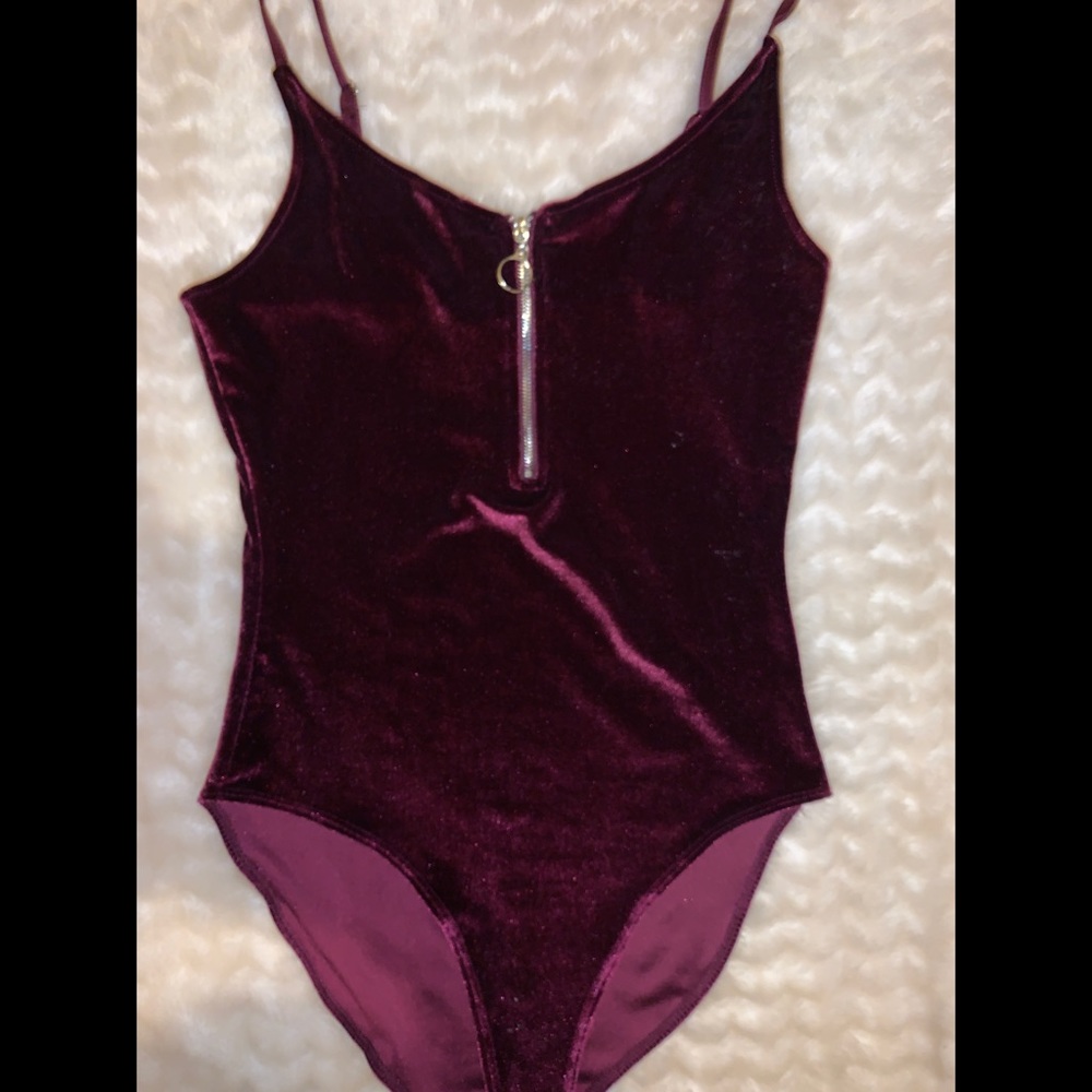 Maroon Velvet Bodysuit